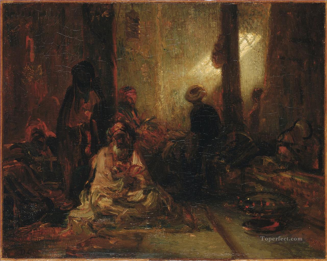 Interior of a Turkish Cafe Alexandre Gabriel Decamps Orientalist Oil Paintings